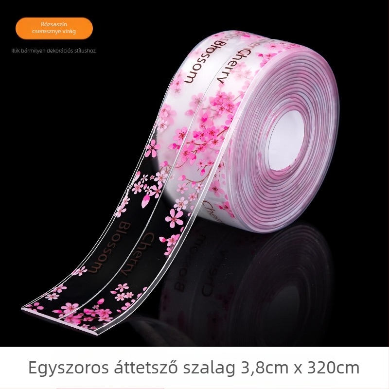 Vízálló fali matrica záró szalag konyhához és fürdőszobához, penészmentes, sík dizájn, 1 db