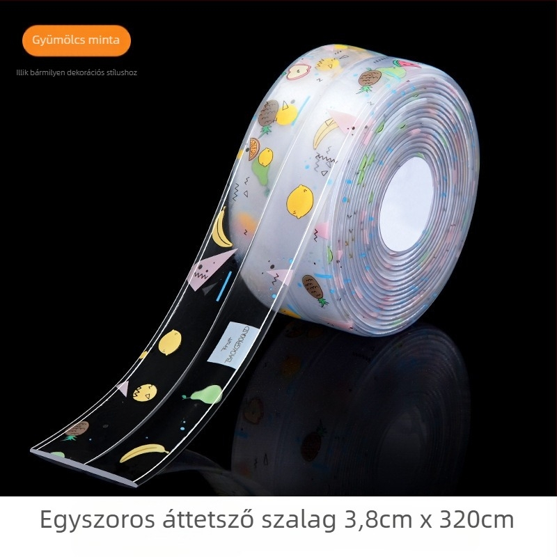 Vízálló fali matrica záró szalag konyhához és fürdőszobához, penészmentes, sík dizájn, 1 db