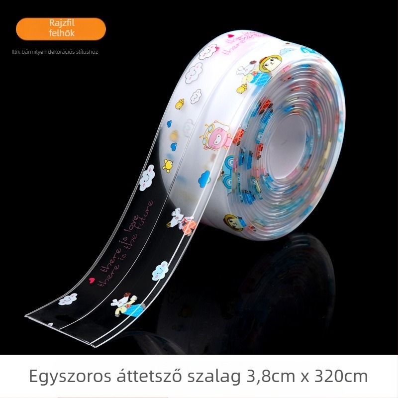 Vízálló fali matrica záró szalag konyhához és fürdőszobához, penészmentes, sík dizájn, 1 db