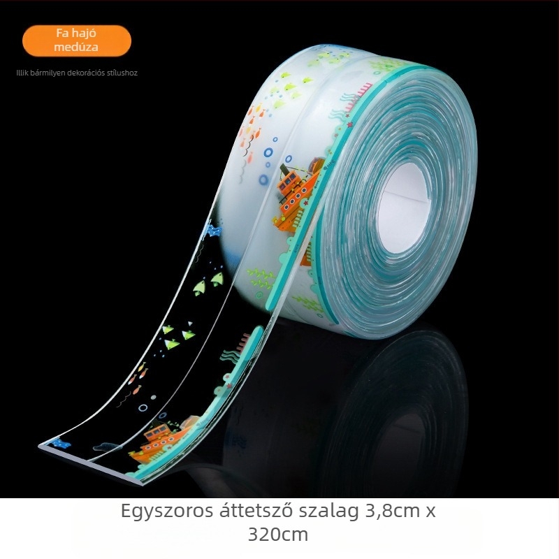 Vízálló fali matrica záró szalag konyhához és fürdőszobához, penészmentes, sík dizájn, 1 db