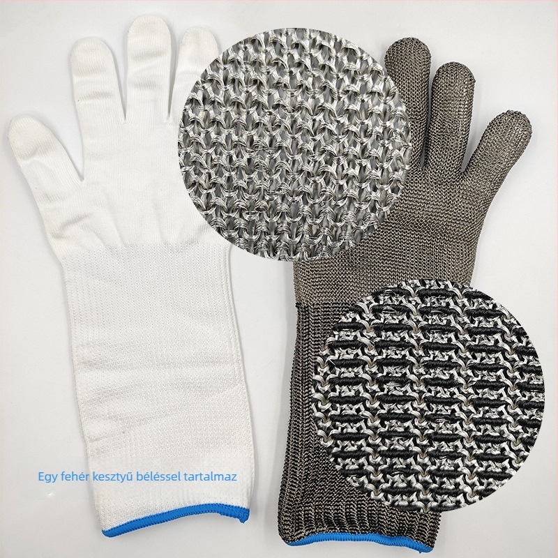Mori vágásbiztos kesztyűk, 5. osztály, acélhálós kesztyű hús és hal feldolgozásához