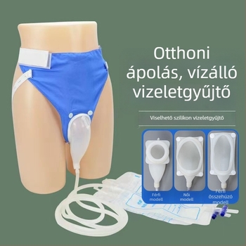 Idősek számára szilikon urináló berendezés, lélegző hálós kialakítással, uniszex, ágyhoz kötött használatra