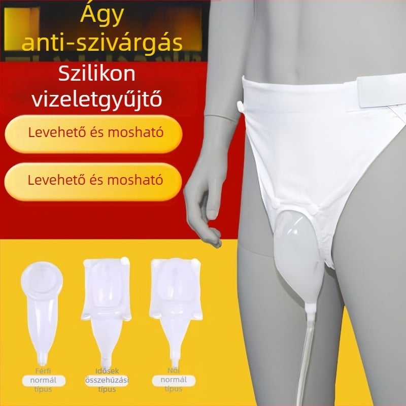 Idősek számára szilikon urináló berendezés, lélegző hálós kialakítással, uniszex, ágyhoz kötött használatra