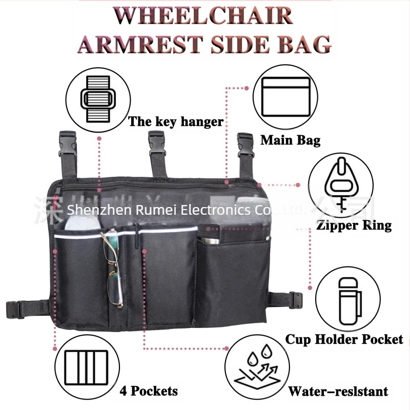 WPB modell függő tároló táska járókerékhez és kerekesszékhez, 600D Oxford anyag, napi tárolás, utazáshoz, modern minimalist stílus