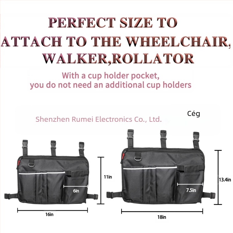 WPB modell függő tároló táska járókerékhez és kerekesszékhez, 600D Oxford anyag, napi tárolás, utazáshoz, modern minimalist stílus