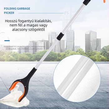 Lanwei összecsukható szemetes klipje, fém-plasztikus kivitel, hordozható hulladékgyűjtő eszköz, 60 db/doboz, 160 g, négyszögletes forma