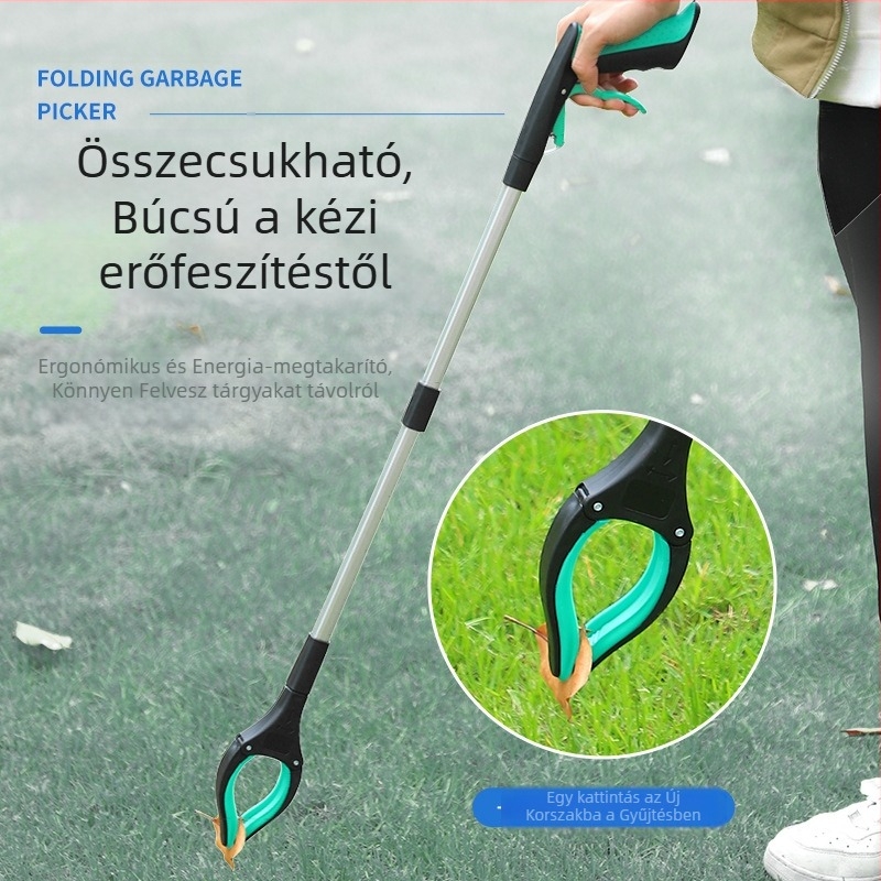 Lanwei összecsukható szemetes klipje, fém-plasztikus kivitel, hordozható hulladékgyűjtő eszköz, 60 db/doboz, 160 g, négyszögletes forma