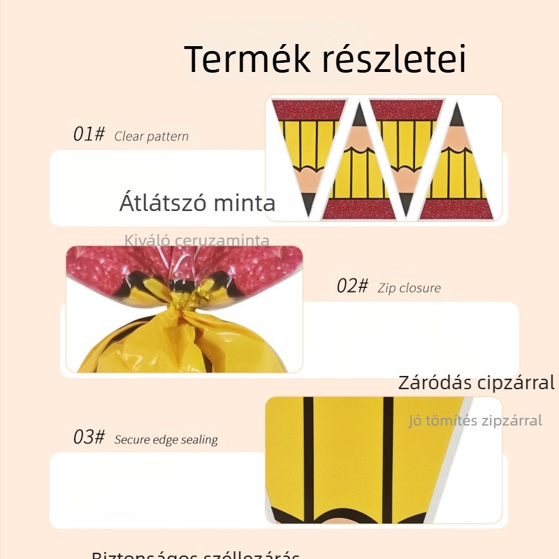OPP átlátszó konuszos zacskó általános élelmiszer csomagoláshoz, ceruza háromszög kialakítás, napi 200000 darab kapacitás, Hongran trading