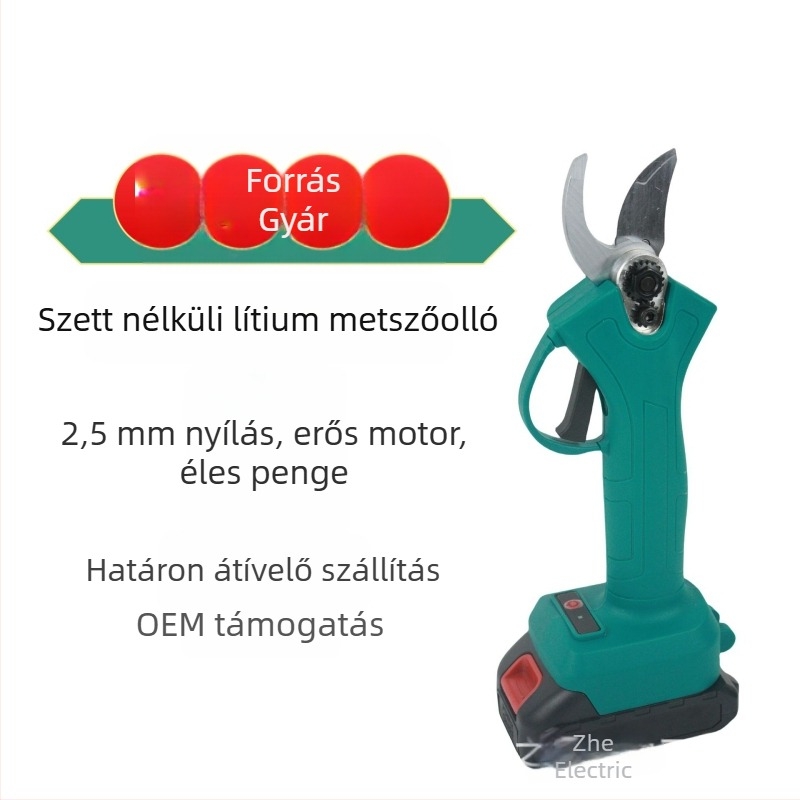 Elektromos metszőolló, akkumulátorral működő Li-ion, 220V, gyümölcságakhoz, ütésmentes