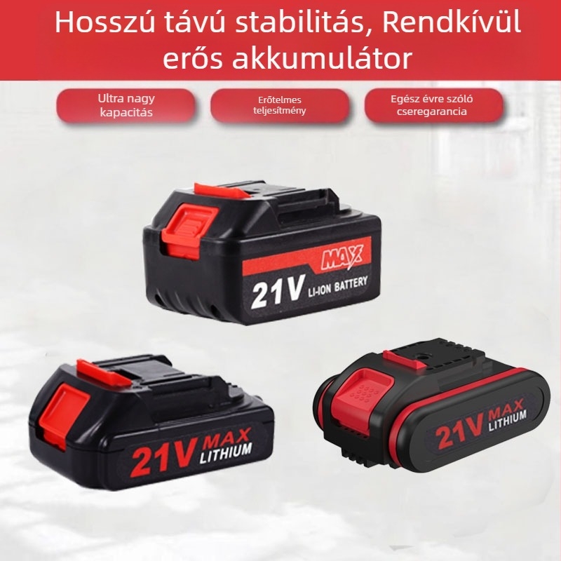 LIAN 21V lítium-akkumulátoros szerszámok kiegészítőinek készlete – 5‑cellás és 10‑cellás kompatibilitás; fúró, fűrész, kulcs, autómosó pisztoly, fűkasza – univerzális