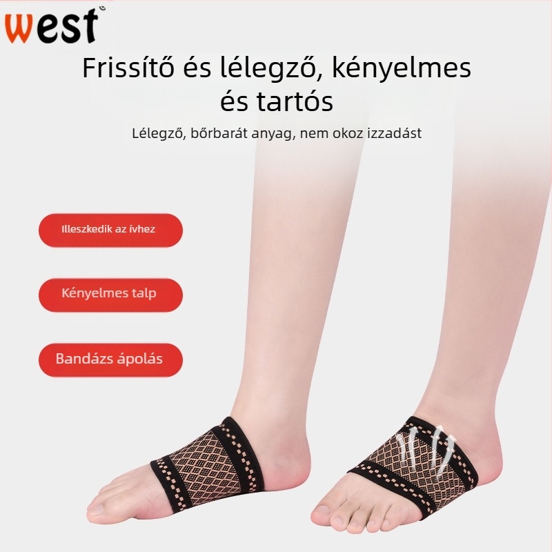 Bokaortézis arch támogatással lapos lábra, nylonból, univerzális illeszkedés, teniszezéshez, boka védelem