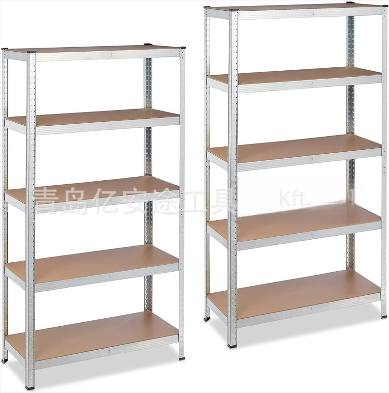 Súlyos teherbírású élelmiszer-tároló polc, acél + fa, laminált lemez vastagsága 6–12