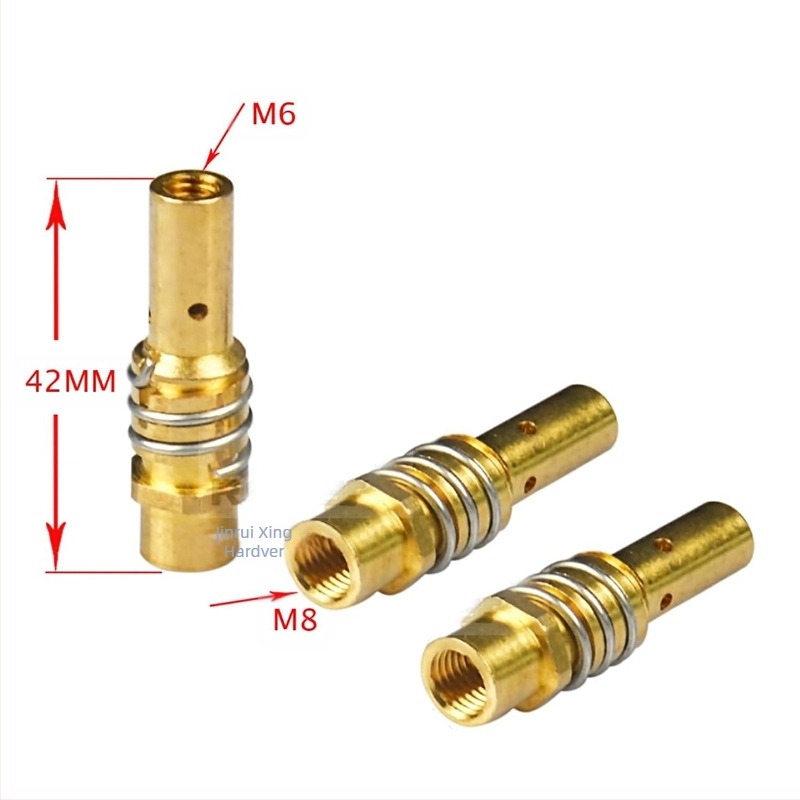 Réz vezető dűzvédő sapka MIG/MAG MB14AK/MB15AK hegesztőpisztolyhoz - 4 darabos készlet, 42 mm hosszú