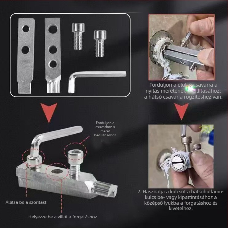 Háromszög alakú szelep-eltávolító • Anyag: ötvözet acél • Modell: háromszög alakú szelep-eltávolító • Fő felhasználás: törött csavarok eltávolítása