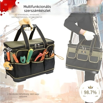 Oxford anyagú szerszámos készlet, 20 literes kapacitás, 70 kg teherbírás, megerősített váz, 1,28 kg súly