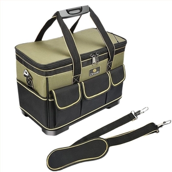 Oxford anyagú szerszámos készlet, 20 literes kapacitás, 70 kg teherbírás, megerősített váz, 1,28 kg súly