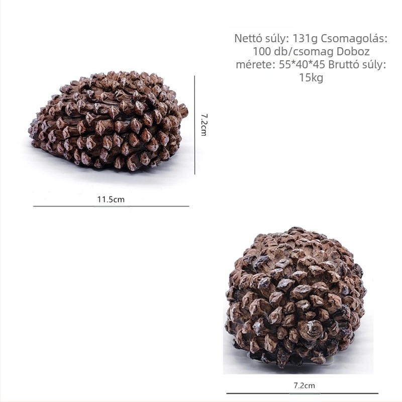 Gyanta kulcstartó tároló doboz fenyőfa toboz alakú, fedéllel, 50 ml kapacitás, DS05091 modell, porálló