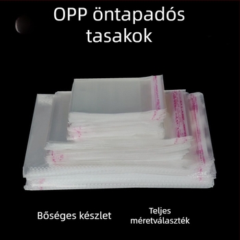 OPP öntapadós zacskók ruházati kiegészítők számára, hagyományos öntapadós csomagolás, 100 darab