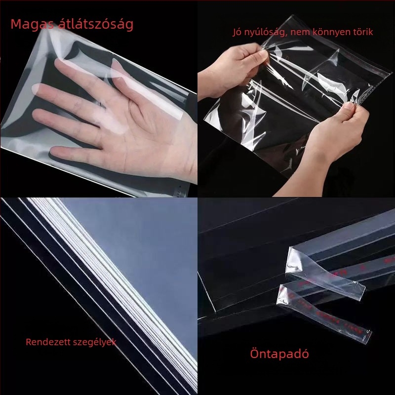 OPP öntapadós zacskók ruházati kiegészítők számára, hagyományos öntapadós csomagolás, 100 darab