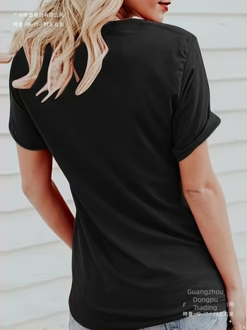 Női laza nyári rövid ujjú T‑póló pillangó és virág mintával, kerek nyak, pamut + 95% poliészter / 5% elasztán keverék, 2025 nyár