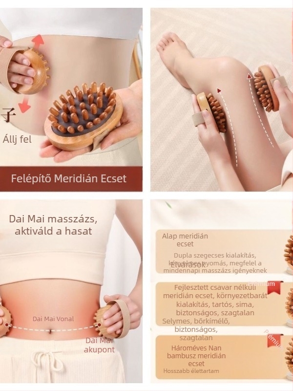 Levegő párnás meridián masszázs kefével, fej meridián masszázs, teljes test masszázs a fáradtság enyhítésére, 90 g