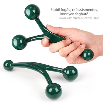 Háromgömbös masszázshenger arc- és testre — kézben használható akupressziós masszírozó, PS anyag, 71 g