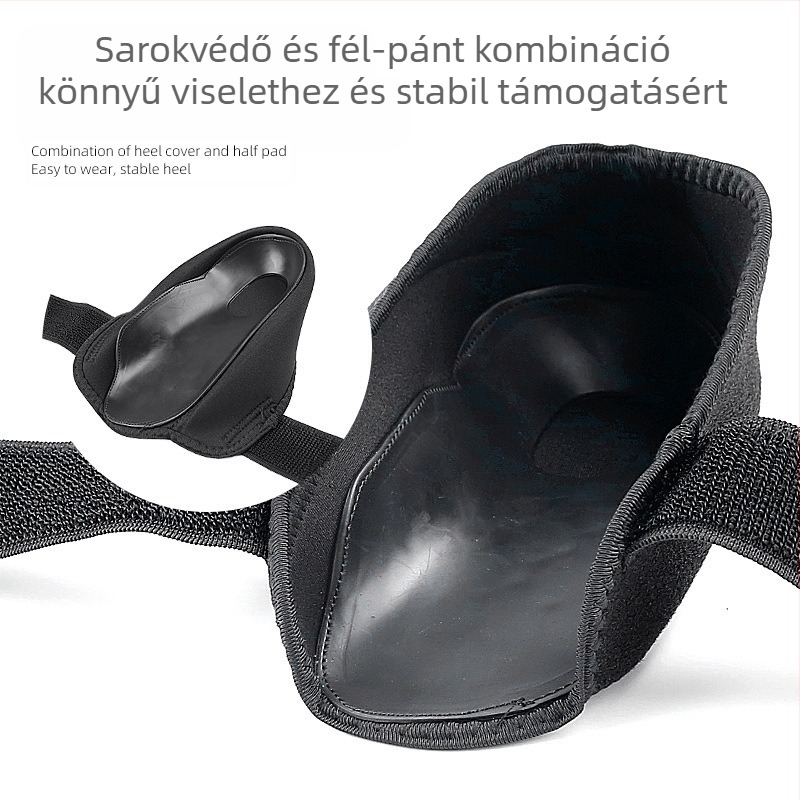 Velcro ív-patka sarokfedés, modell 018 arch heel cover; anyagok: TPE, szövet, poliészter, SBR; alkalmas sportcipőkhöz, bőr cipőkhöz, csizmákhoz, hétköznapi és munkacipőkhöz; ortopédiai talpbetét; uniszex felnőttek