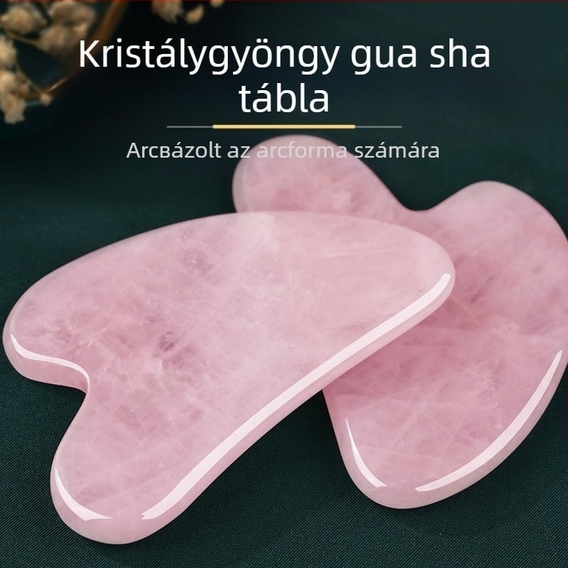 Jáde gua sha arcápoláshoz, szív alakú félkör formájú, logóval ellátható, csomagolás 1 db
