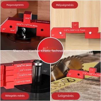 Asztali fűrészhez szög- és magasságmérő készlet – 7–14 részes, digitális kijelző, nagy pontosság