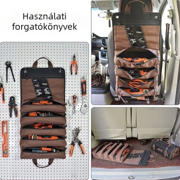 Roll-típusú eszköztáska Oxford vászonból – Nagy kapacitású, Multifunkcionális, Táska villanyszerelőnek