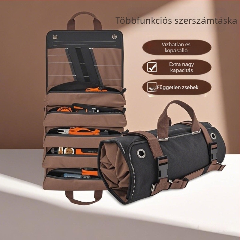 Roll-típusú eszköztáska Oxford vászonból – Nagy kapacitású, Multifunkcionális, Táska villanyszerelőnek