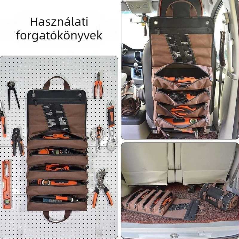 Roll-típusú eszköztáska Oxford vászonból – Nagy kapacitású, Multifunkcionális, Táska villanyszerelőnek