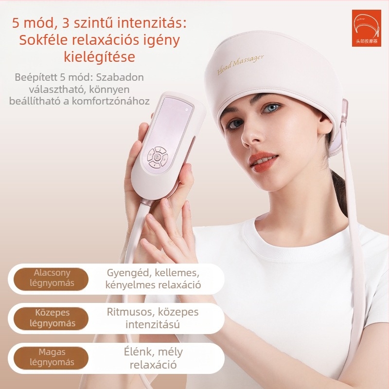 T-365 fejmasszírozó, akkumulátoros, gombos vezérlés, 3. fokozat, fejmasszázs/ légzsákkal