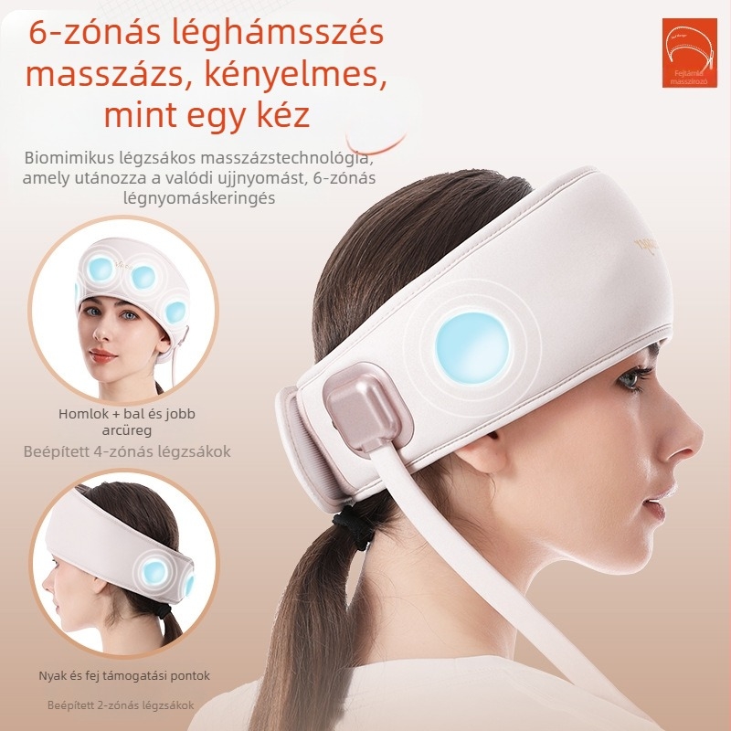 T-365 fejmasszírozó, akkumulátoros, gombos vezérlés, 3. fokozat, fejmasszázs/ légzsákkal