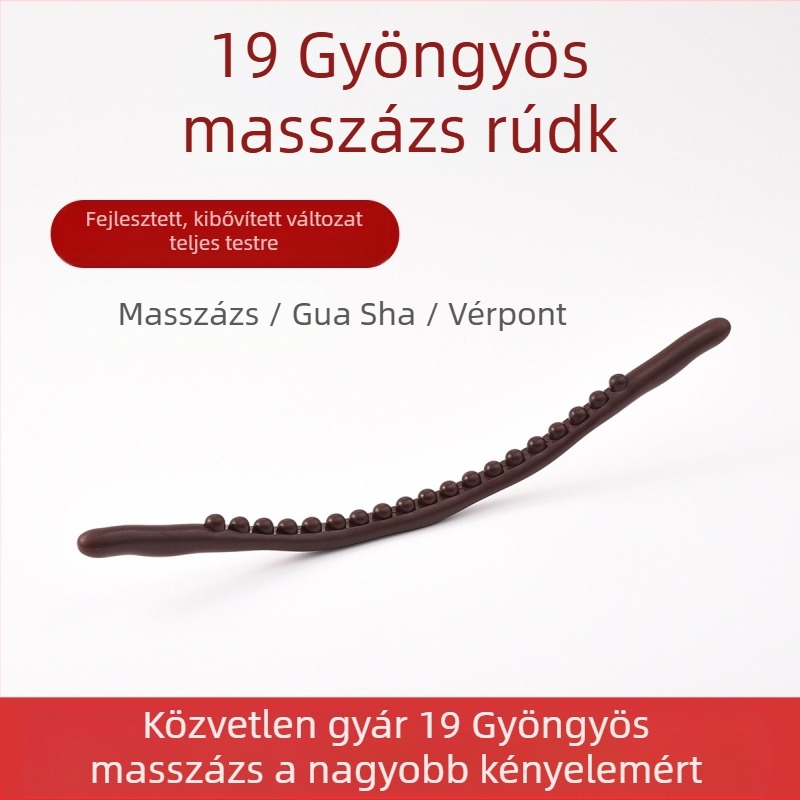19 gyöngyös bükkfa masszírozó rúd – teljes testre, mechanikus vezérlés, kör alakú masszázsfej, áramellátás nélkül, fokozatmentes sebesség