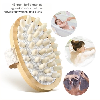 Fürdő- és masszírozókefe fából készült nyéllel, anyaga: Kewu Rubber Log, poliészter-pamut keverék, felnőtteknek, mindennapi pihenés stílus, Guangdong származás