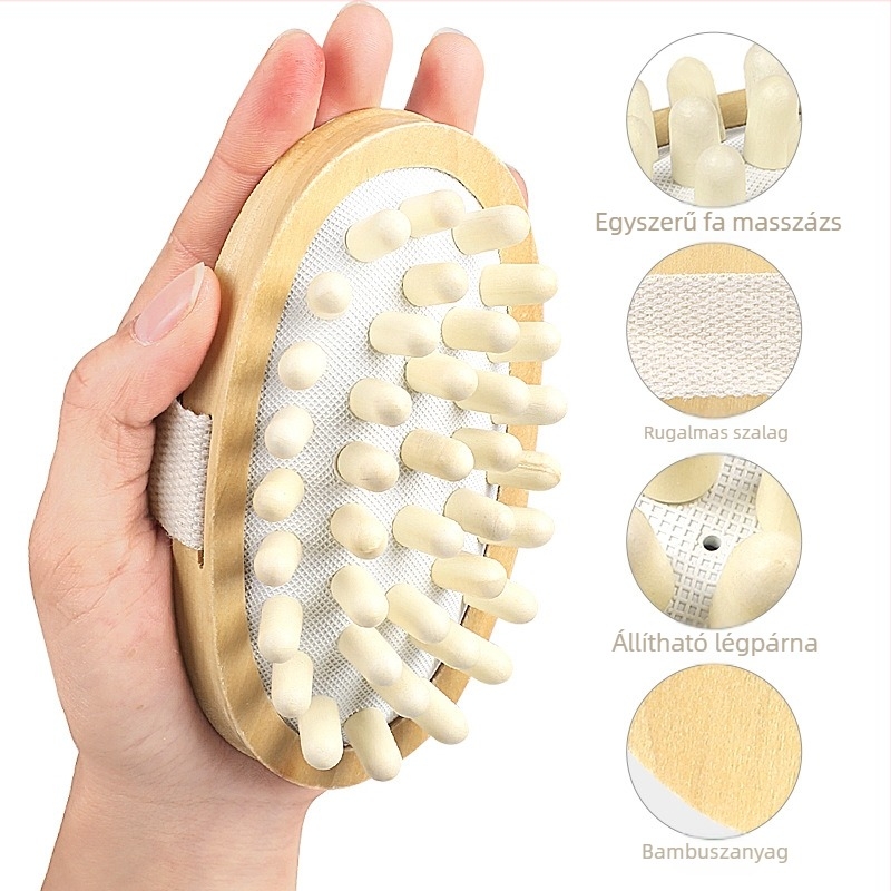 Fürdő- és masszírozókefe fából készült nyéllel, anyaga: Kewu Rubber Log, poliészter-pamut keverék, felnőtteknek, mindennapi pihenés stílus, Guangdong származás