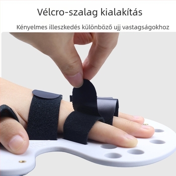 Kézrehabilitációs edzőeszköz ötujjas szeparátorral az ujjak egyenesítéséért — Anyag: Élelmiszer-minőségű PP, csuklóhoz, 1 év garancia