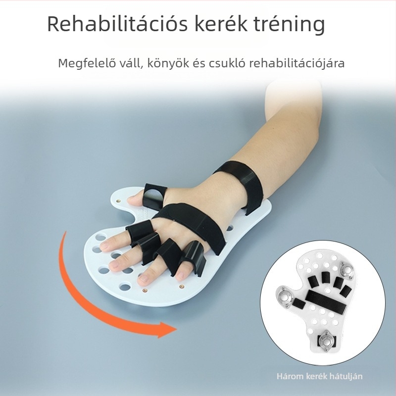 Kézrehabilitációs edzőeszköz ötujjas szeparátorral az ujjak egyenesítéséért — Anyag: Élelmiszer-minőségű PP, csuklóhoz, 1 év garancia