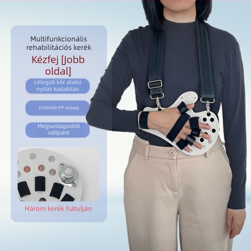 Kézrehabilitációs edzőeszköz ötujjas szeparátorral az ujjak egyenesítéséért — Anyag: Élelmiszer-minőségű PP, csuklóhoz, 1 év garancia