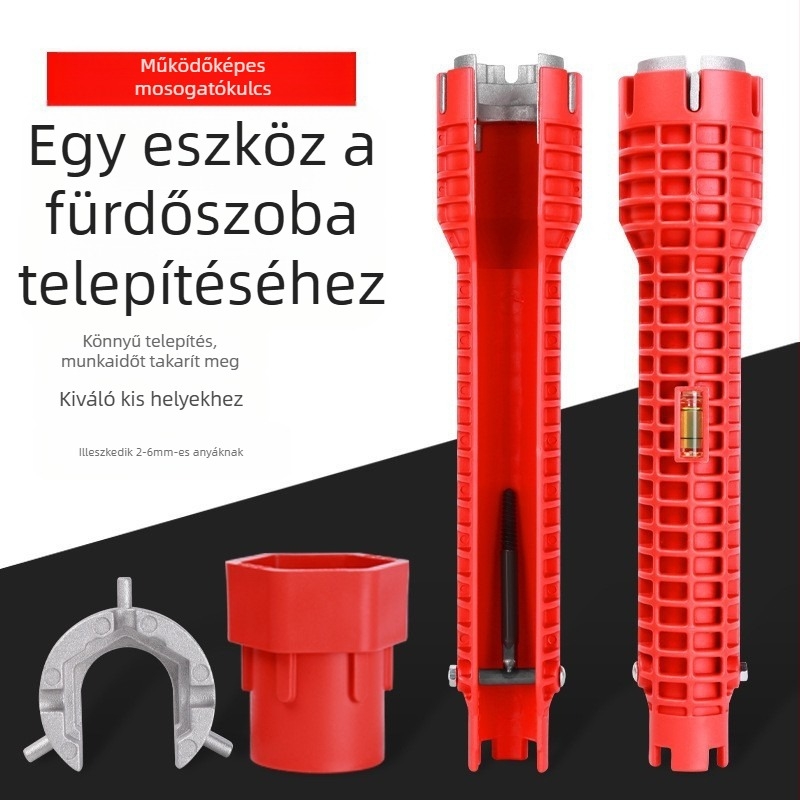 Állítható csavarkulcs - 5 az 1-ben / 8 az 1-ben, többfunkciós vízvezeték-szerelési eszköz mosogatóhoz és fürdőszobához - króm-vanádium acél
