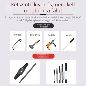 Shouli törött csavarok és menet kivonója csaptele és csövekhez – kettős fejű, fordított menet, hatszögletű kinyerő