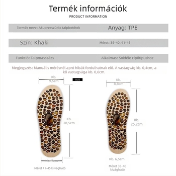 Masszázs talpbetét akupont-masszázzsal, geese-szerű kő-textúra, teljes hosszúságú TPE talpbetét, modell 72-1, alkalmas sportcipőknek, bőr cipőknek és csizmáknak