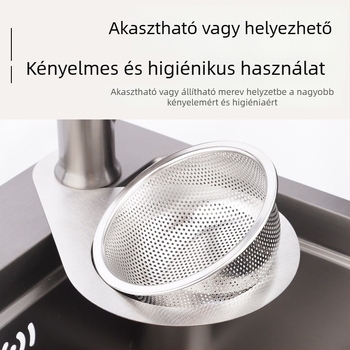 Hattyú alakú mosogató szűrő, vastagított műanyagból, hulladékszeparáció, zöldségmosás, száraz és nedves leeresztés