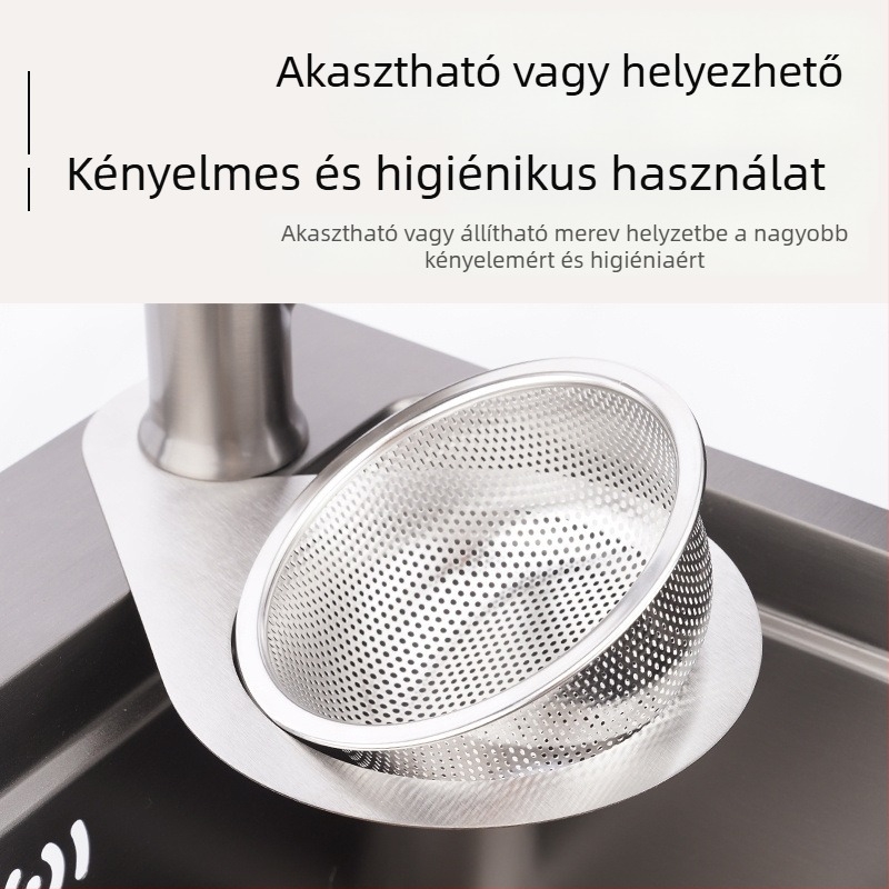 Hattyú alakú mosogató szűrő, vastagított műanyagból, hulladékszeparáció, zöldségmosás, száraz és nedves leeresztés