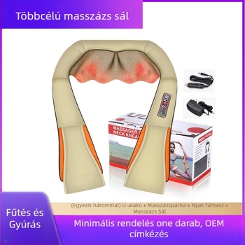 nyaki-, váll- és hátmasszírozó, 8 fej, forró-kompressziós üzemmód, AC tápegység, modell HF-P07, időzítő, 3 fokozat