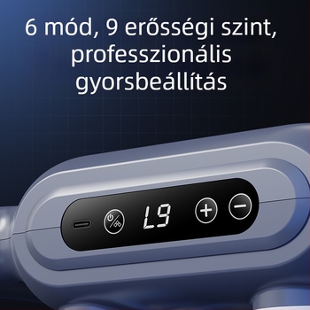 Szakmai hordozható masszázsgép 6+ fejjel, kefés motor, LCD kijelző, 5+ sebesség, újratölthető, alacsony zaj.