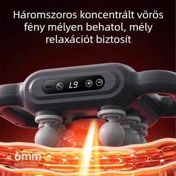 Szakmai hordozható masszázsgép 6+ fejjel, kefés motor, LCD kijelző, 5+ sebesség, újratölthető, alacsony zaj.