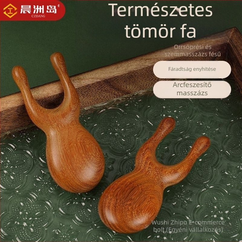 Fából készült arcmaszázs eszköz az orrnyereghez és a szemekhez – meridián tisztítás, akupont masszírozás, emelés; stílus: koreai verzió; készítés: 6141735