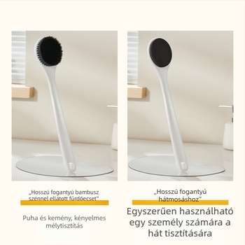 Hosszú nyélű fürdőecset hát- és testtisztításhoz, puha sörték, masszázs funkció